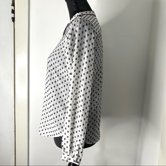 LOFT Black White Swiss Dot Chiffon Blouse - Picture 6 of 13